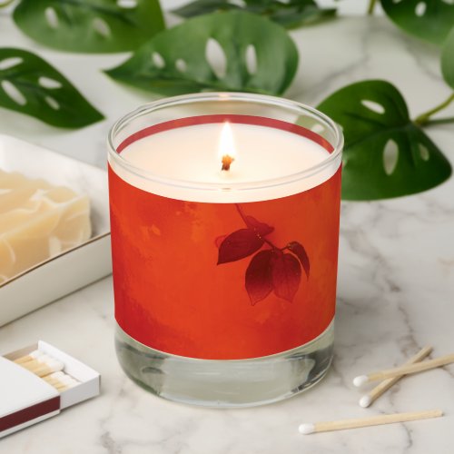 Burnt Orange Persimmon Leaf Abtract Autumn Scented Candle
