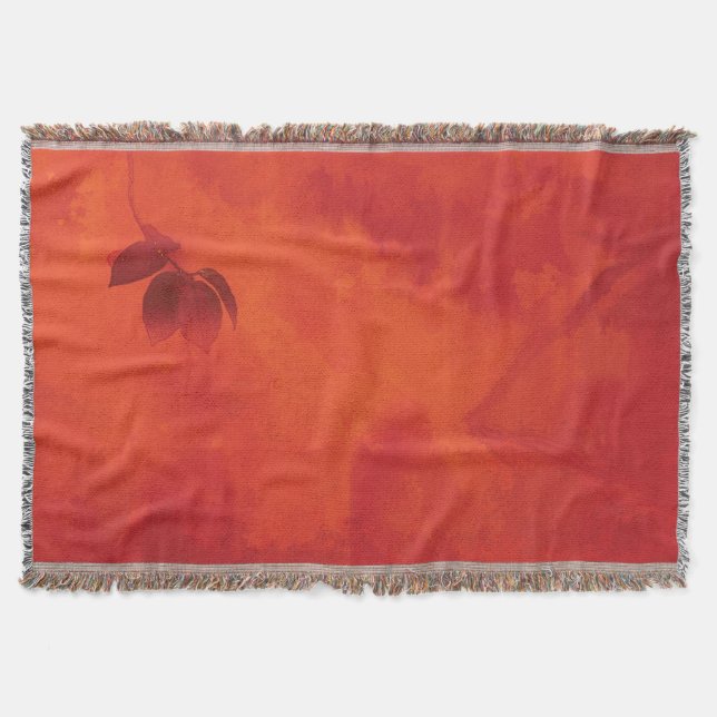 Burnt Orange Persimmon Leaf Abtract Autumn Throw Blanket (Front)