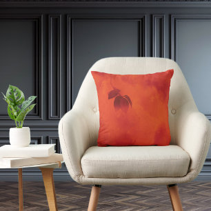 Burnt Orange Persimmon Leaf Abtract Autumn Throw Pillow