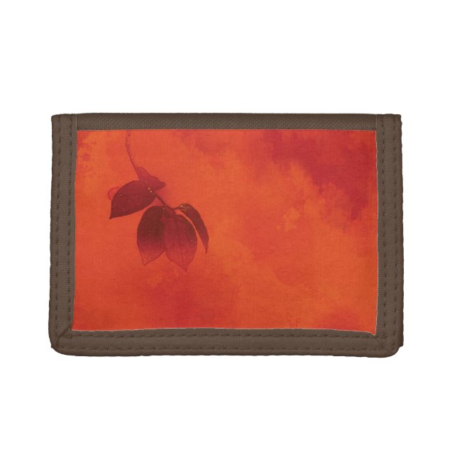 Burnt Orange Persimmon Leaf Abtract Autumn Trifold Wallet (Front)