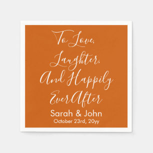 Burnt Orange Personalize Script Wedding Reception Napkins