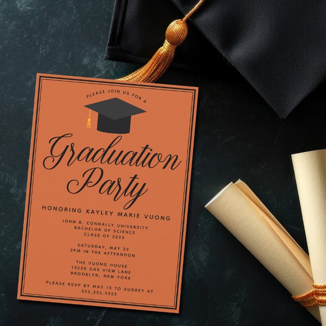 Burnt Orange Personalized 2025 Graduation Party Invitation (Creator Uploaded)