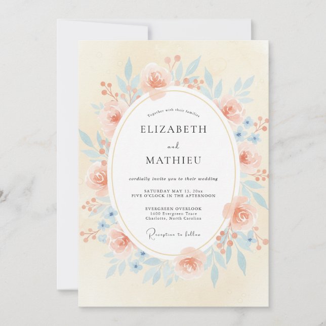 Burnt Orange Petal Wedding Invitation (Front)