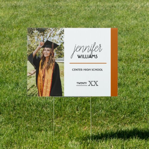 Burnt Orange Photo Graduation Yard Sign