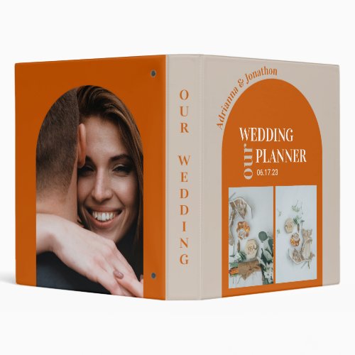 Burnt Orange Photo Wedding Planner 3 Ring Binder