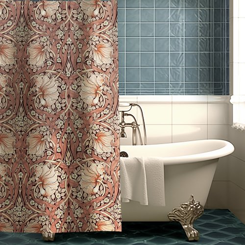 Burnt Orange Pimpernel William Morris Fall Floral Shower Curtain