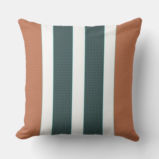 Burnt Orange/ Pine Green Stripe Reversible Pillow (Front)