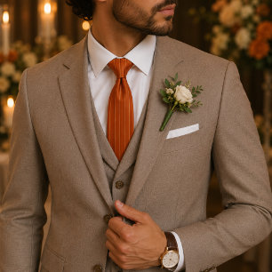 Burnt Orange Pinstripe Classic Copper Neck Tie