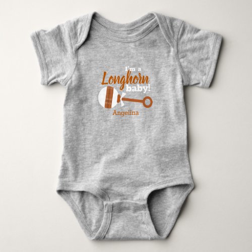 Burnt Orange Plaid Rattle Longhorn Baby Bodysuit