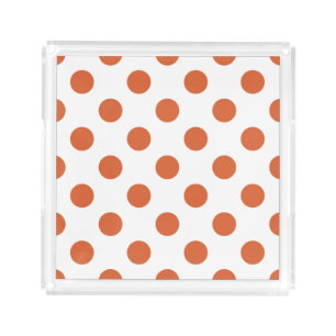Burnt orange polka dots acrylic tray
