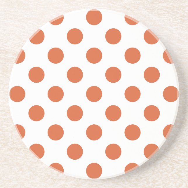 Burnt orange polka dots drink coaster (Front)