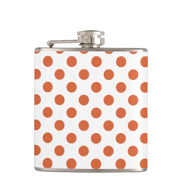 Burnt orange polka dots hip flask (Front)