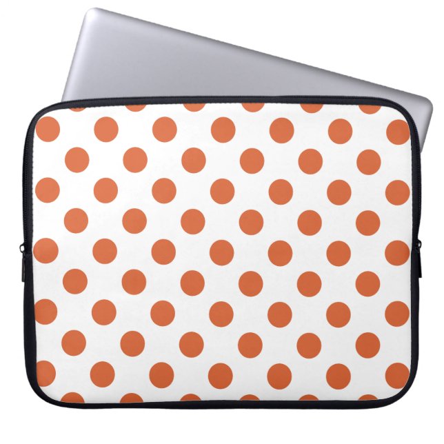 Burnt orange polka dots laptop sleeve (Front)