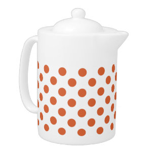 Burnt orange polka dots teapot