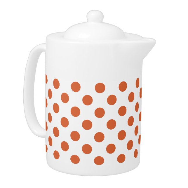 Burnt orange polka dots teapot (Left)