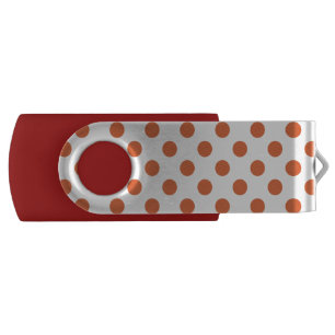 Burnt orange polka dots USB flash drive