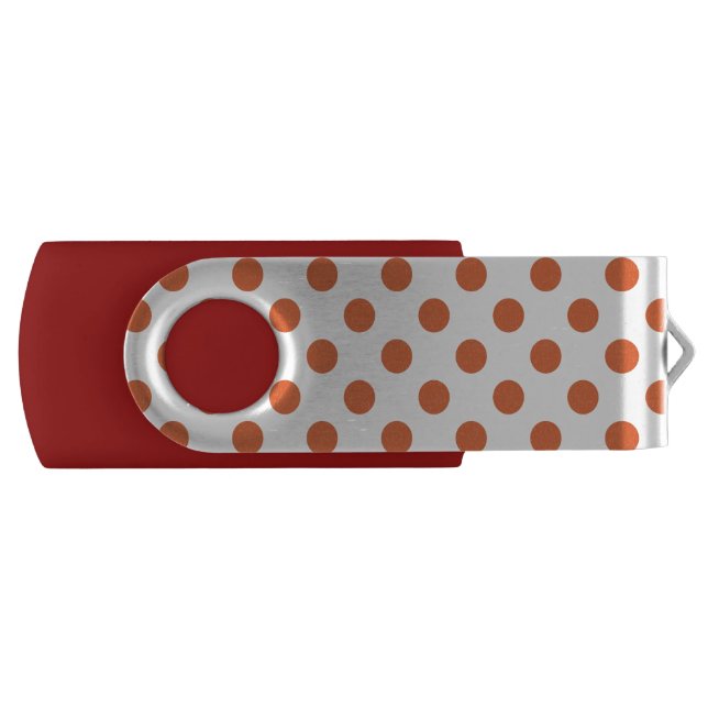 Burnt orange polka dots USB flash drive (Front)