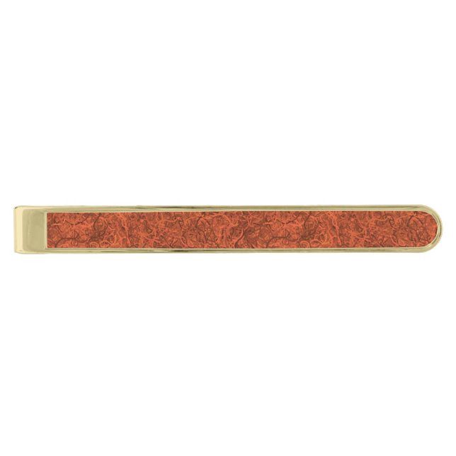 Burnt orange popular pattern gold finish tie bar (Front)