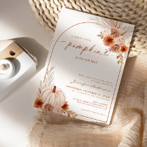 Burnt Orange Pumpkin Autumn Arch Baby Shower Invitation