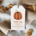 Burnt Orange Pumpkin Baby Shower Thank You  Gift Tags<br><div class="desc">Gender neutral pumpkin baby shower gift tag.</div>