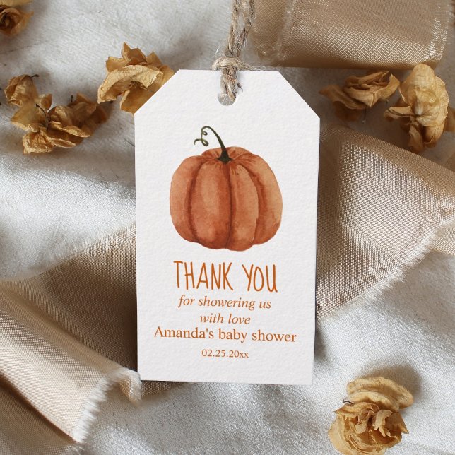 Burnt Orange Pumpkin Baby Shower Thank You  Gift Tags (Creator Uploaded)