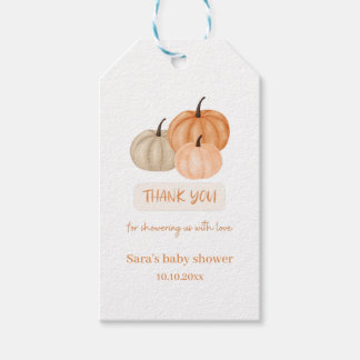 Burnt Orange Pumpkin Baby Shower Thank You Gift Tags