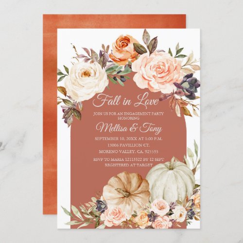 Burnt Orange Pumpkin Falling in love  Invitation