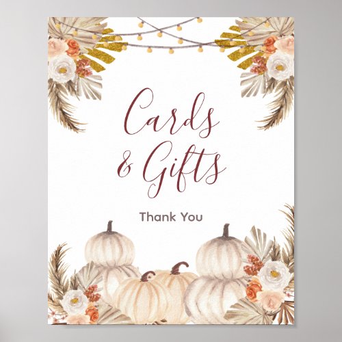 Burnt orange Pumpkin Floral Cards and Gifts Sign