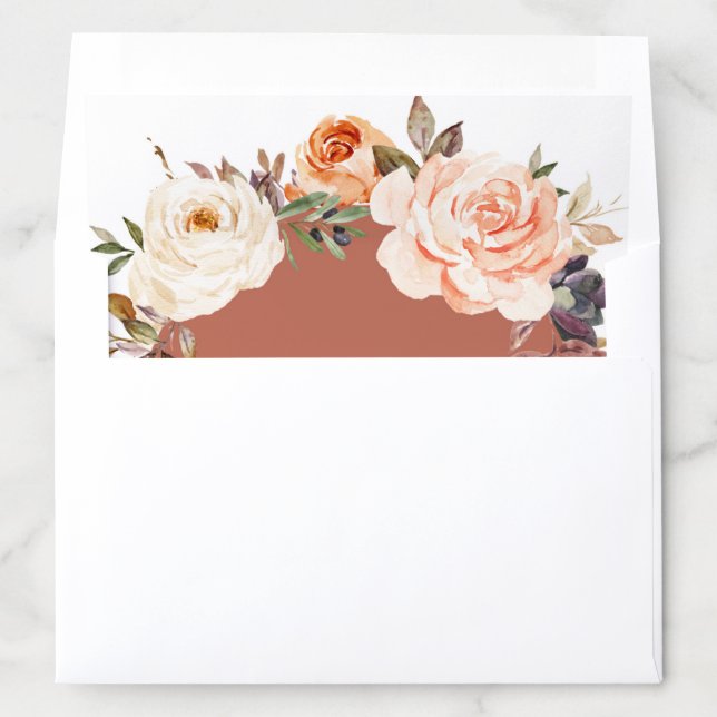 Burnt orange pumpkin Floral Envelope Liners (In Envelope)