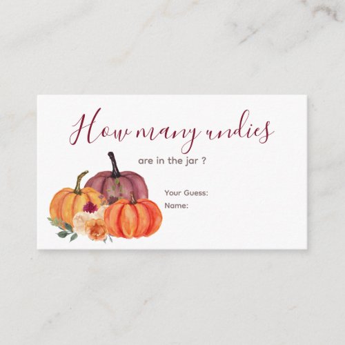 Burnt orange pumpkin Floral How Many Undies Enclosure Card