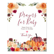 Burnt Orange Pumpkin Floral Prayers for Baby Poster