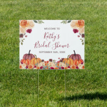 Burnt orange pumpkin Floral Welcome Banner Sign