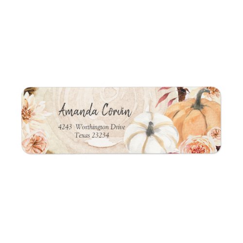 Burnt Orange Pumpkin Return Address Label