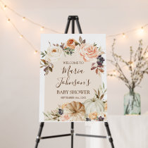 Burnt Orange Pumpkin Rustic Floral Welcome Foam Foam Board