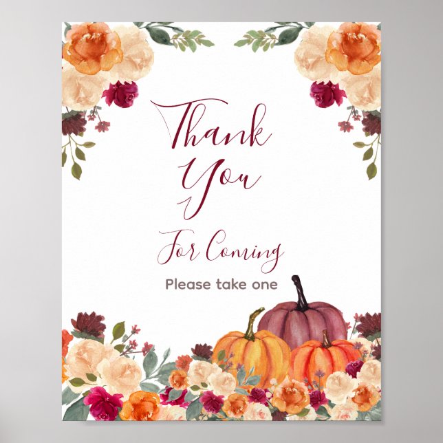 Burnt Orange Pumpkin Thank you for coming Poster (Front)
