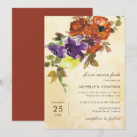 Burnt Orange Purple Fall Floral Christian Wedding