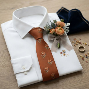 Burnt Orange Ranunculus Scattered Botanical Neck Tie