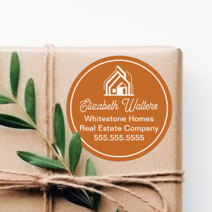 Burnt Orange Real Estate Company Custom Realtor Classic Round Sticker