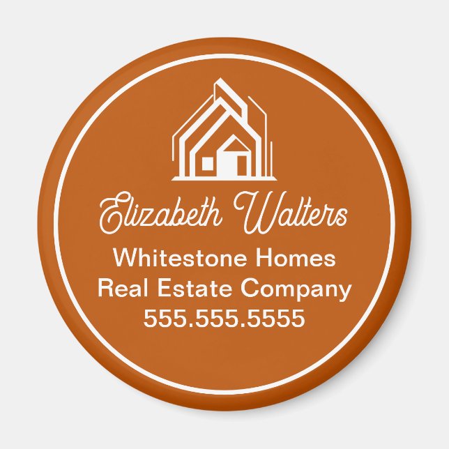 Burnt Orange Real Estate Company Custom Realtor Magnet (Front)