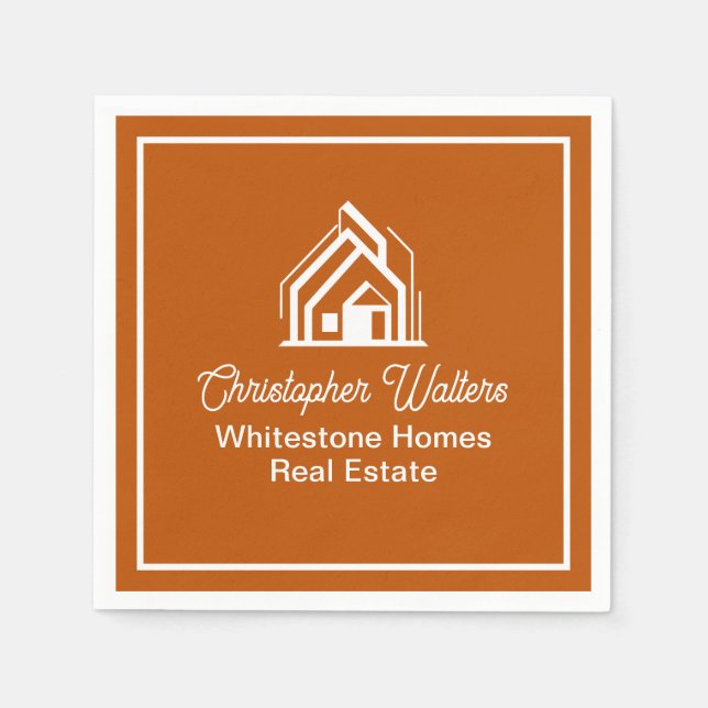 Burnt Orange Real Estate Company Custom Realtor Napkins (Front)