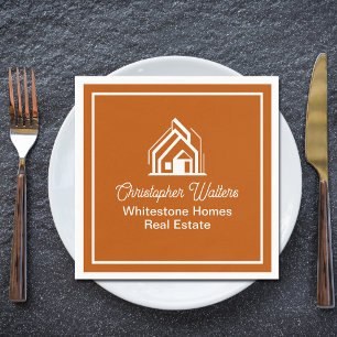Burnt Orange Real Estate Company Custom Realtor Napkins