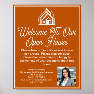 Burnt Orange Real Estate Company Open House Poster