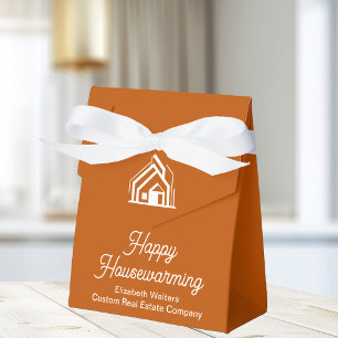 Burnt Orange Real Estate Happy Housewarming Custom Favor Boxes