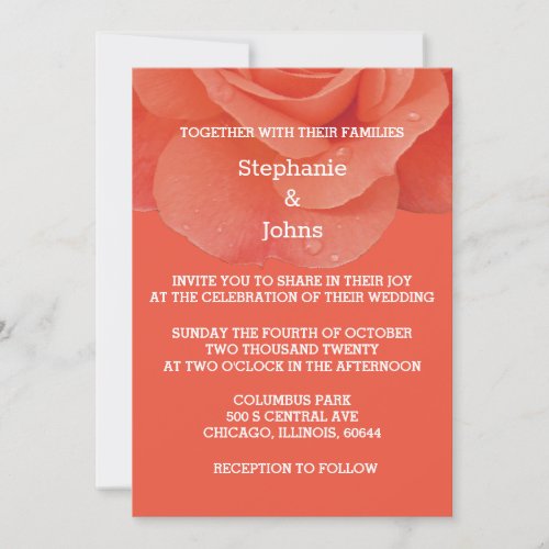 Burnt Orange Red Floral Classy Rustic Fall Wedding Invitation