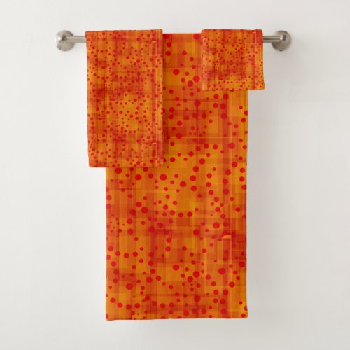 Burnt Orange  Red Watercolor Autumn Abstract  Bath Towel Set