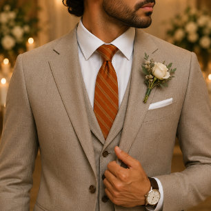 Burnt Orange Regimental Stripe Neck Tie