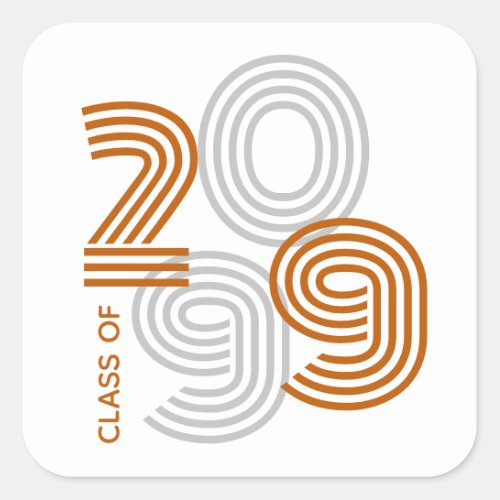 Burnt Orange Retro Big Numbers Class of Square Sticker