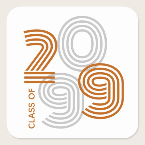 Burnt Orange Retro Big Numbers Class of Square Sticker