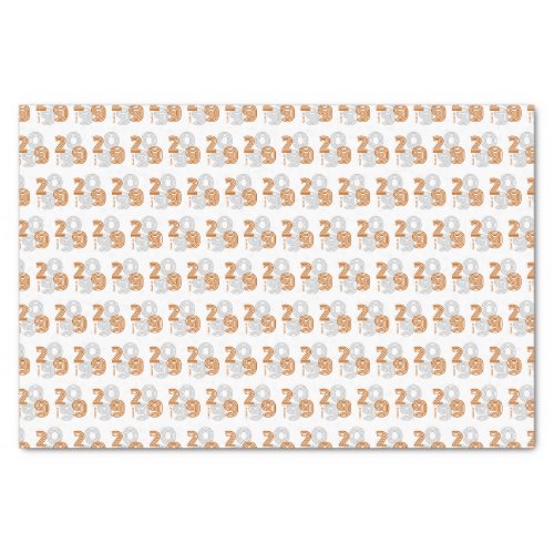 Burnt Orange Retro Big Numbers Class of Tissue Paper