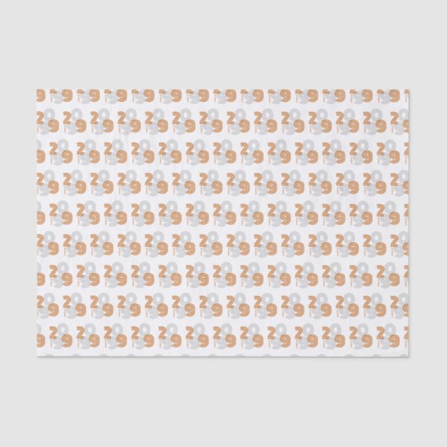 Burnt Orange Retro Big Numbers Class of Tissue Paper (Front)